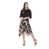3/4 Sleeve Skirt Print Pleated  Dress - DR1070 Black